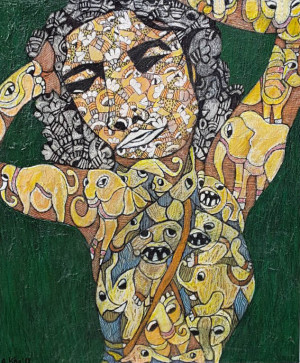 "Relax 2", Mixed media on canvas, 60 x 50 cm, 2019, 1.400,00 Euro Antonius Kho, Mixed media on canvas