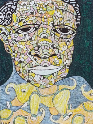 "Manly", Mixed media on canvas, 40 x 30 cm, 2019, 650,00 Euro Antonius Kho, Mixed media on canvas