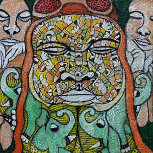 "Sleepy", Mixed Media on canvas, 30 x 30 cm, 2019, 500,00 Euro Antonius Kho, Mixed media on canvas