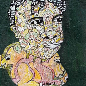 "Boy", Mixed Media on canvas, 30 x 30 cm, 2019, 500,00 Euro Antonius Kho, Mixed media on canvas