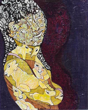 "Melancholy", Mixed media on canvas, 40x50 cm, 2019, 950,00 Euro Antonius Kho, Mixed media on canvas