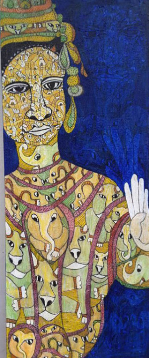 "Thai Dancer", Mixed media on canvas, 100 x40 cm, 2019, 2000,00 Euro Antonius Kho, Mixed media on canvas