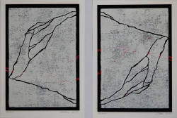 Holzschnitt, 2-tlg, Siebdruck, 26,5 x 18 cm, 2018, Unikat, inkl. Rahmen, 300,00 Claudia Betzin, Kunstwerk