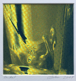 "Vertont, gerastert, ausgesiebt", Nr. 6, Siebdruck, 2017, 11,5 x 11,5 cm, Unikat, inkl. Rahmen, 160,00 Euro Claudia Betzin, Kunstwerk