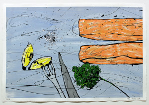 Fisch Nr. 9, Acryl, Lack, Tusche auf Papier, 2019, 800,00 EUR inkl. Abstandsrahmen aus Naturholz Marion Menzel, Flowers & Fish, Gemälde 12