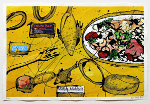 Fisch Nr. 15, Acryl, Lack, Tusche auf Papier, 2019, 800,00 EUR inkl. Abstandsrahmen aus Naturholz Marion Menzel, Flowers & Fish, Gemälde 18