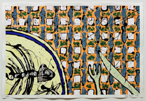 Fisch Nr. 16, Acryl, Lack, Tusche auf Papier, 2019, 800,00 EUR inkl. Abstandsrahmen aus Naturholz Marion Menzel, Flowers & Fish, Gemälde 20