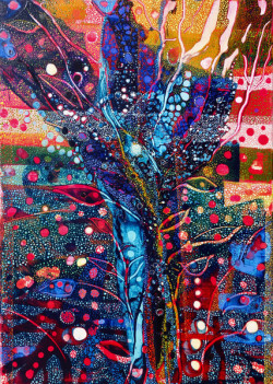 "feuilles d'artifice", Acryl auf Leinwand, 50 x 70 cm, 2018, 900,00 Euro Susanne Lewest