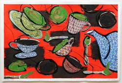 Teatime (Zeichnungen), 2016
Acrylfarbe, Lack, Tusche, Tee auf Büttenpapier
2016, 650 EUR Marion Menzel, Ausstellung True Colors 2022: teatime 13